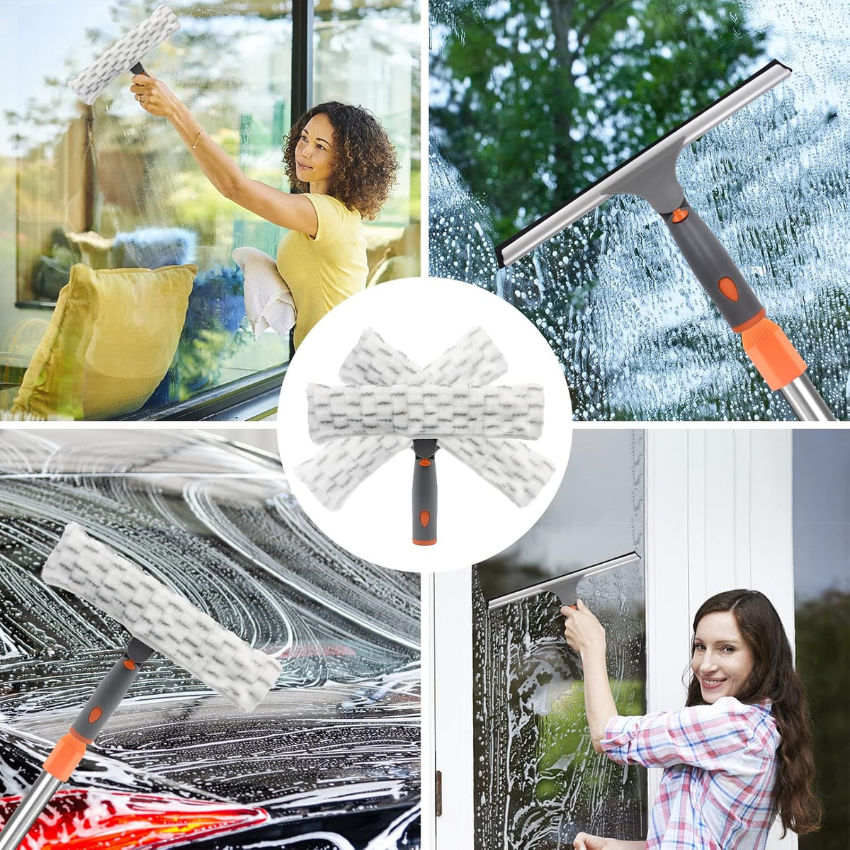 11” Microfiber Cloth and 12” Wide Squeegee Cleaner Kit, Pack of 2 G3278