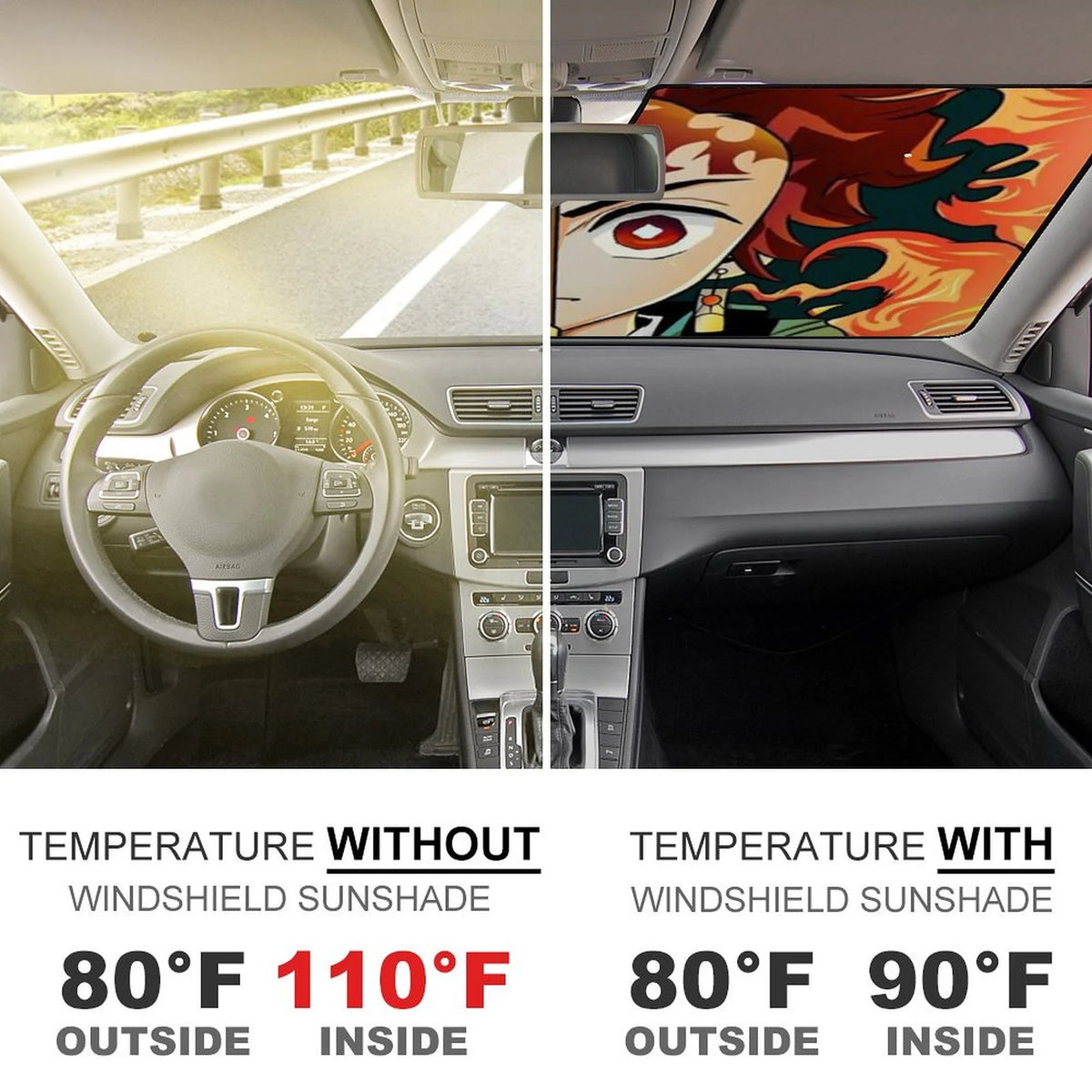 Demon Slayer Anime Car Windshield Sunshade Foldable Reflective Sun Visor L13217