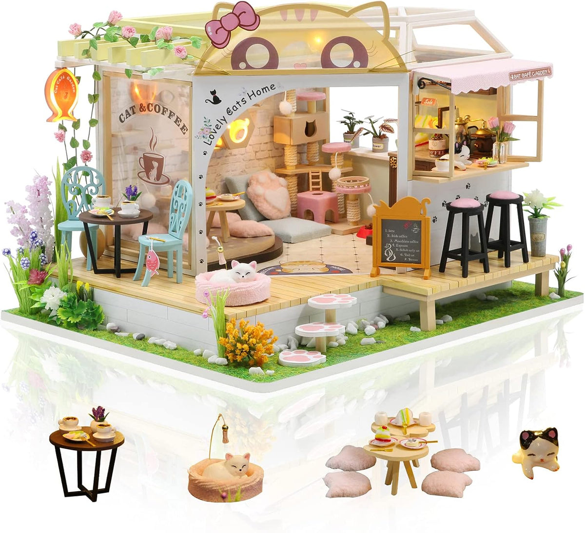 DIY Miniature Dollhouse Kit with Dust Cover, 1:24 Scale F8307