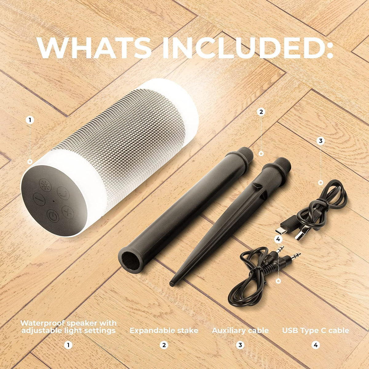 Wireless Bluetooth Speaker with LED Lights Waterproof Portable Speaker F390433
