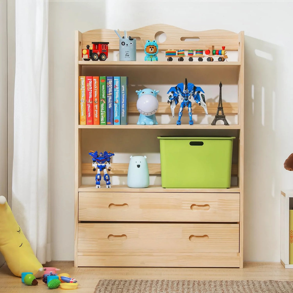 Wood Bookshelf with 2 Drawers U79071