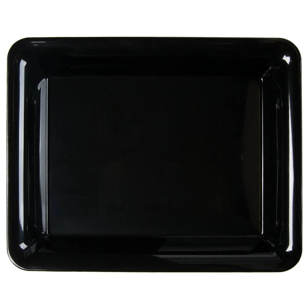 Black Plastic Rectangular Cater Tray - 25/Case N671794
