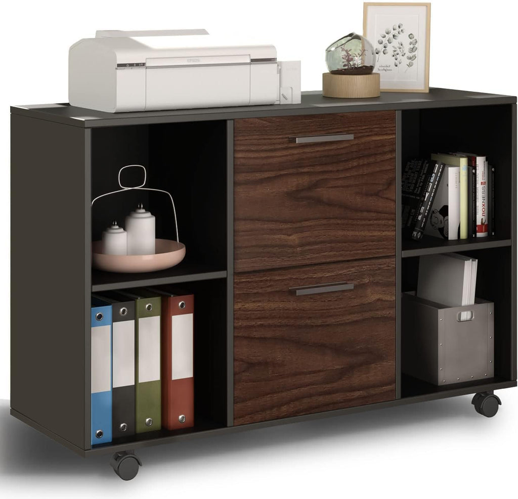 Black 2 Drawer Mobile Filing Cabinet with Storage R2577