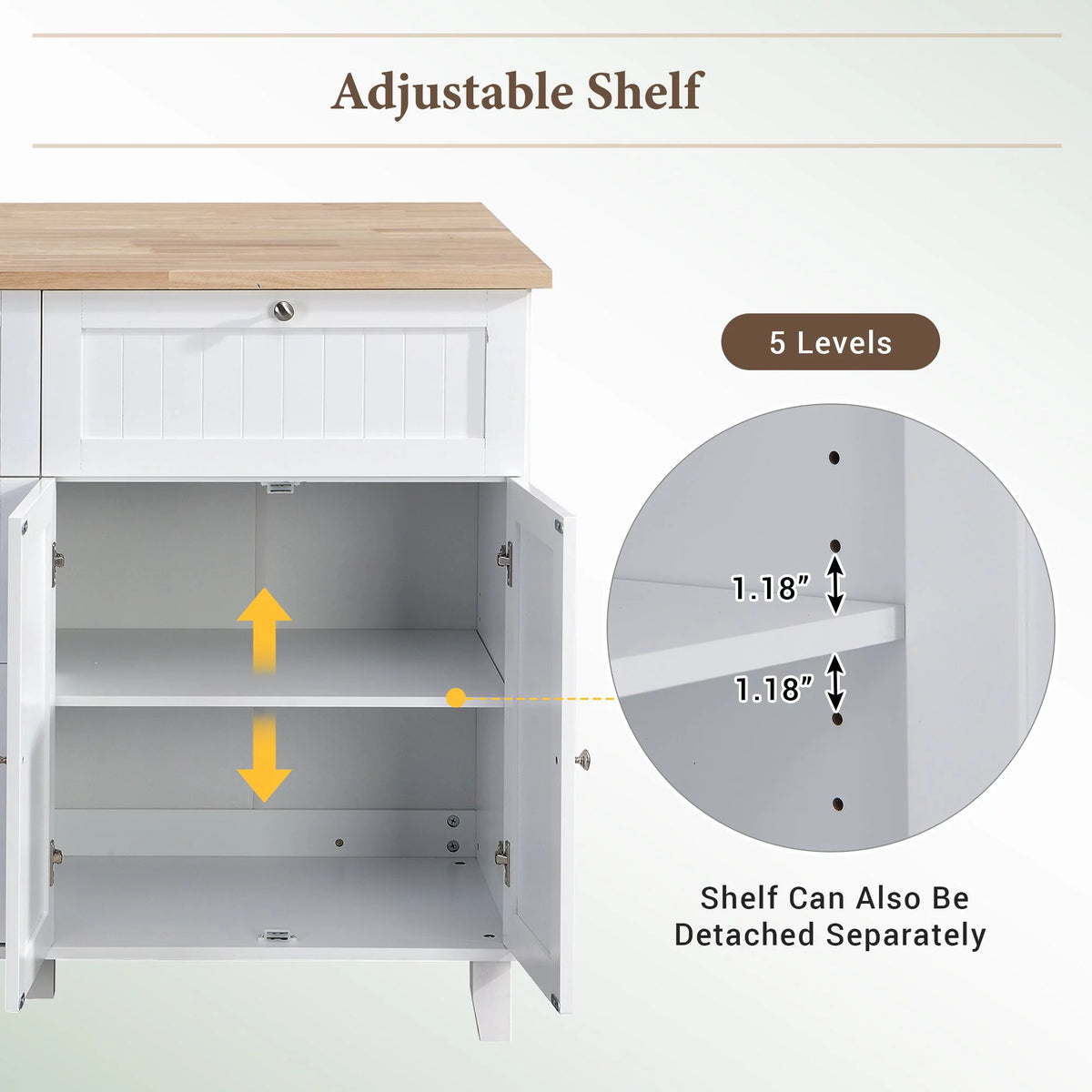 White Kitchen Island Set with 2 Seatings L483