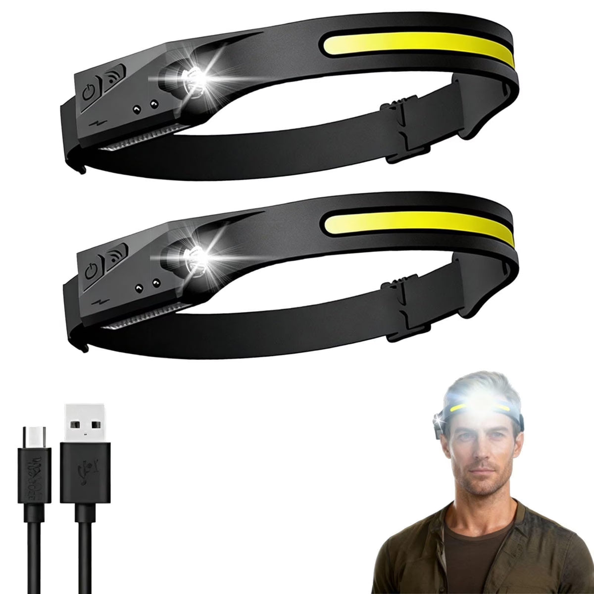 Rechargeable LED Headlamp with Motion Sensor B63841