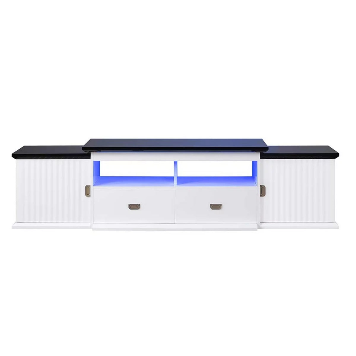 83 Inch White Wood TV Media Stand with 2 Shelves T8010