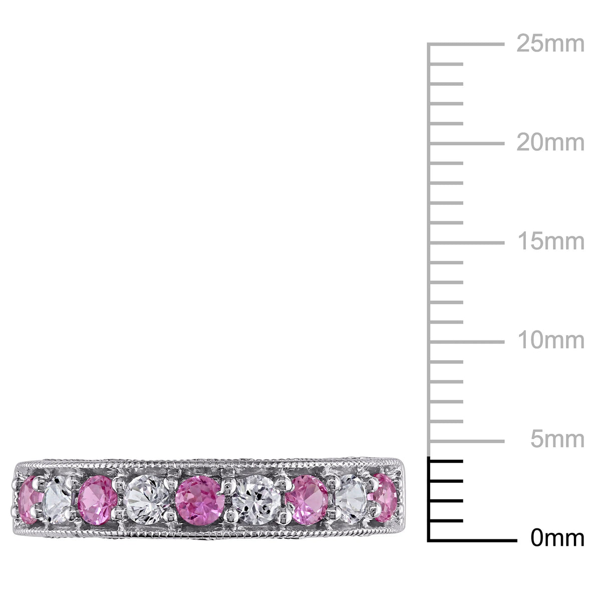 Sterling Silver Anniversary Band with Created White and Pink Sapphire F607532