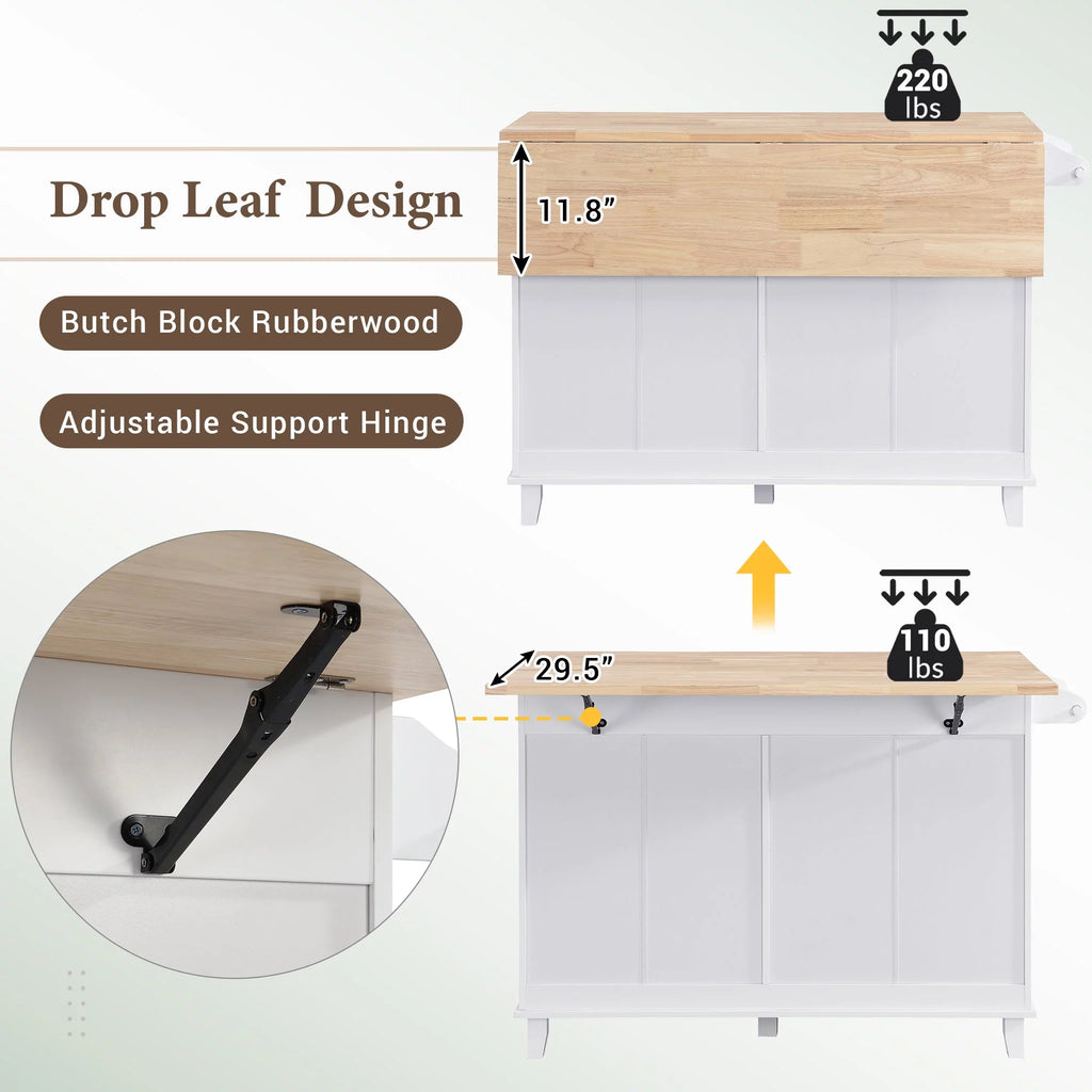 White Kitchen Island Set with 2 Seatings L483