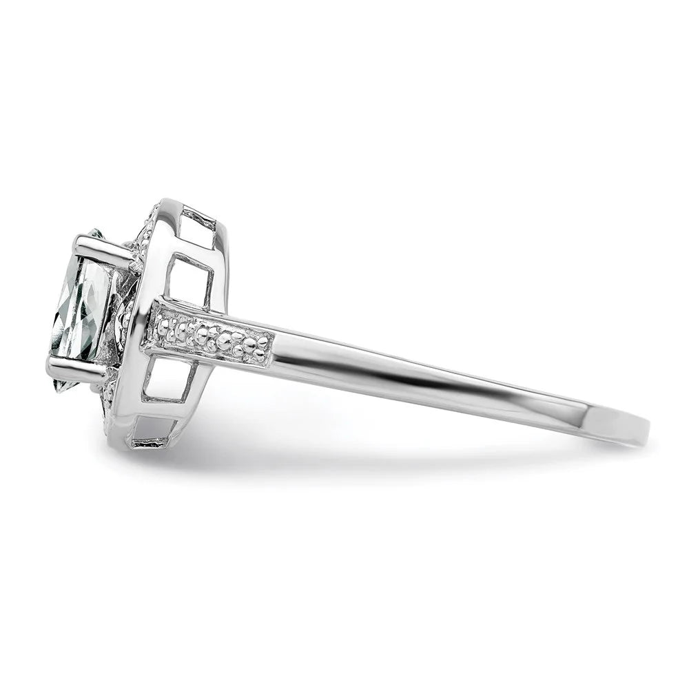 925 Sterling Silver White Topaz and Diamond Engagement Ring Size 5 E524865