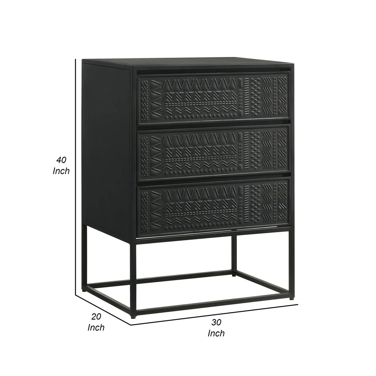 Black 40 in. 3 Drawer Mango Wood Accent Cabinet N539934