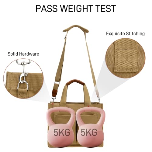 Large Canvas Tote Bag with Zipper and Compartments B93217