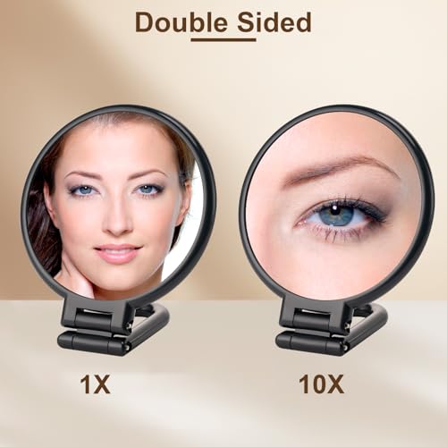 1X/10X Magnifying Double Sided Foldable Handheld Mirror P846457
