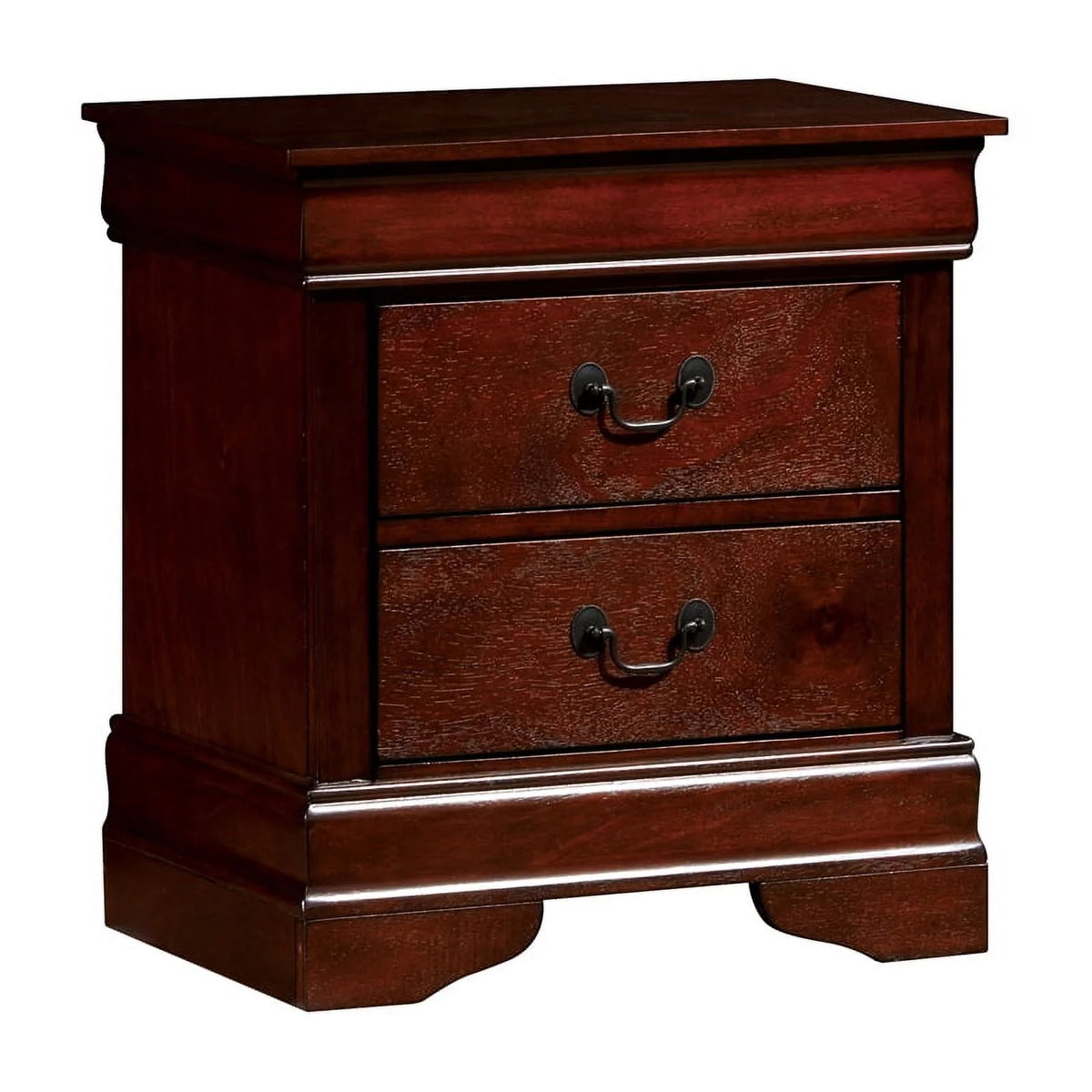 Solid Wood 2-Drawer Nightstand in Cherry E249