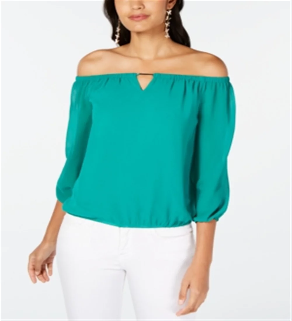 Off-The-Shoulder Keyhole Blouse P732