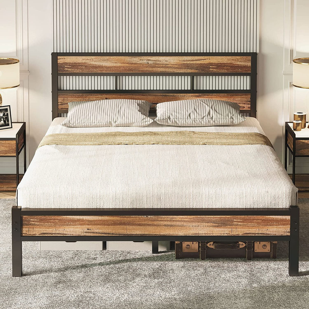 Queen Metal Bed Frame with Headboard J18830