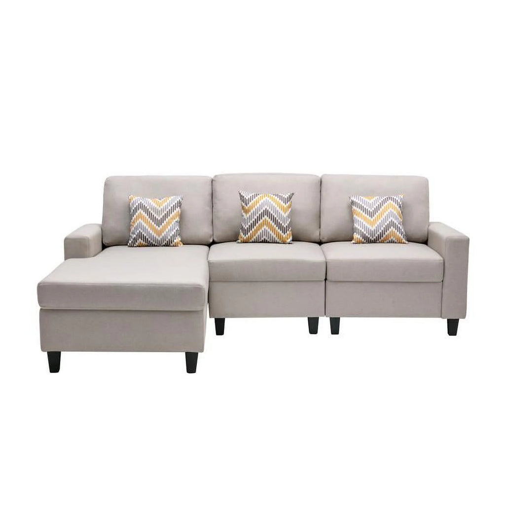 Beige Fabric Reversible Sectional Sofa Chaise D785328