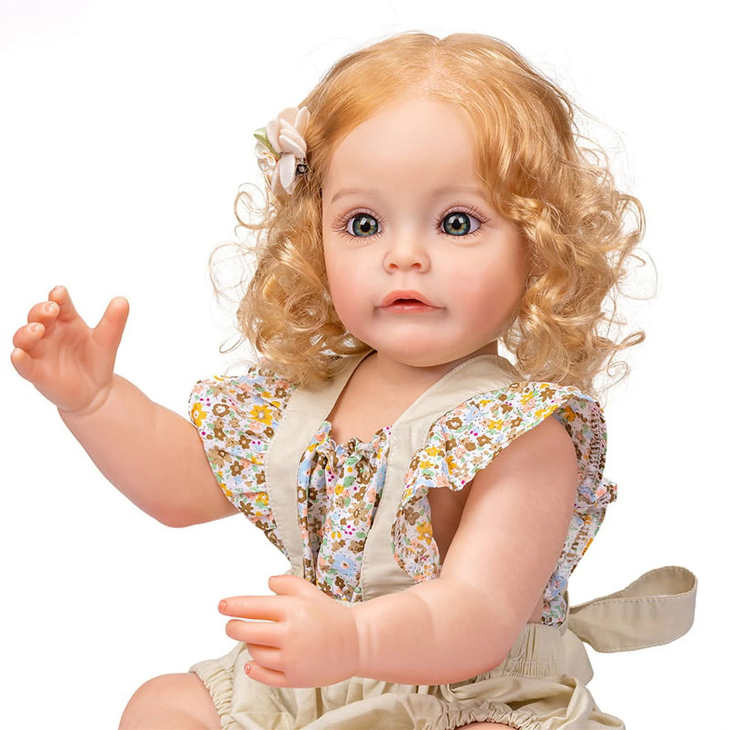 22inch Realistic Reborn Baby Dolls Blonde Gold Hair Full Silicone Body Waterproof D6063
