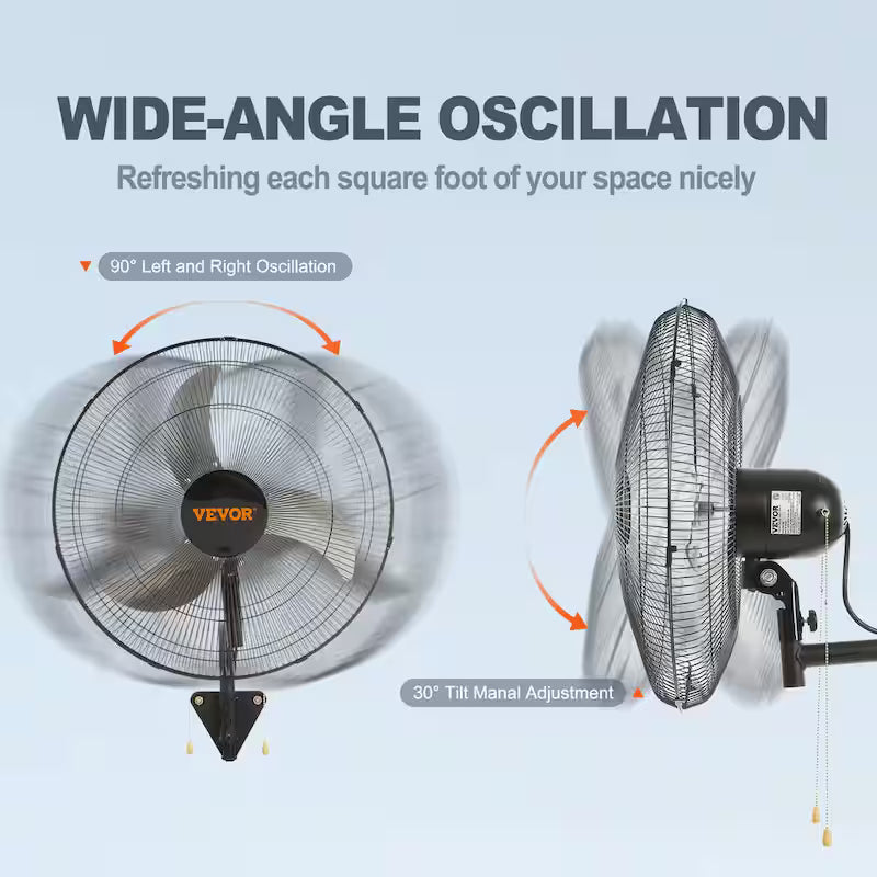 20 in. 3-Speed Oscillating Wall Mount Fan F48815