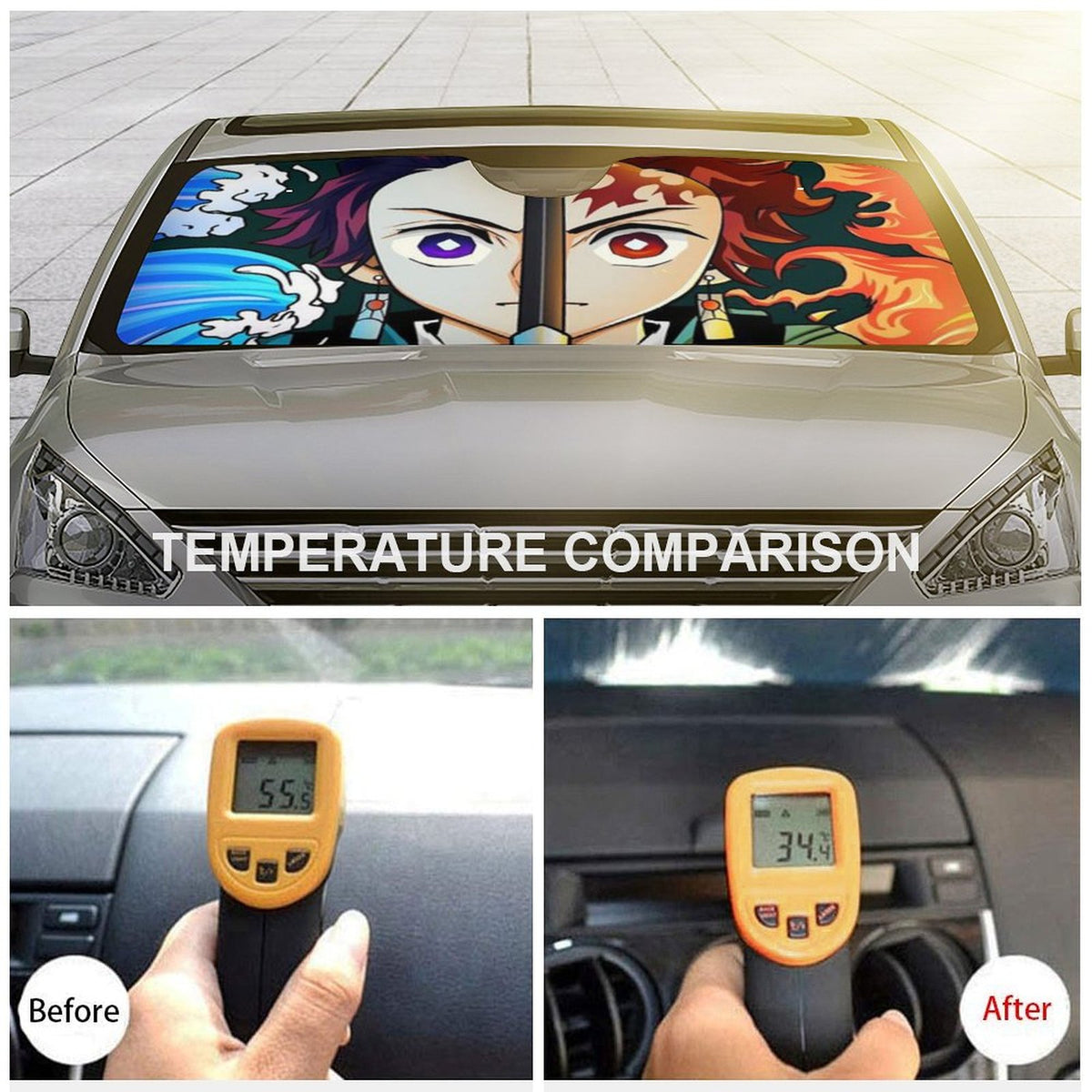 Demon Slayer Anime Car Windshield Sunshade Foldable Reflective Sun Visor L13217
