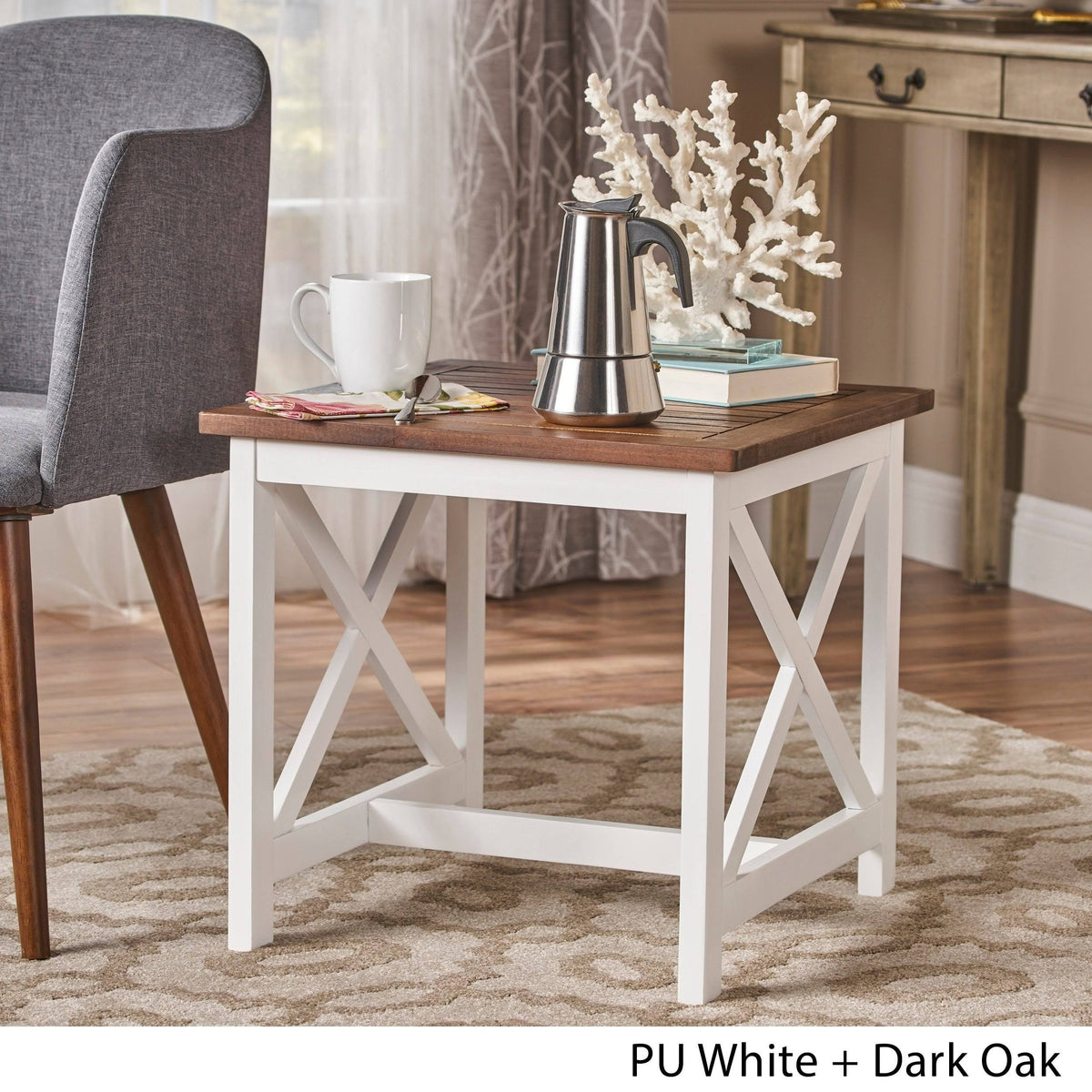 Dark Brown Acacia Wood End Table V599871