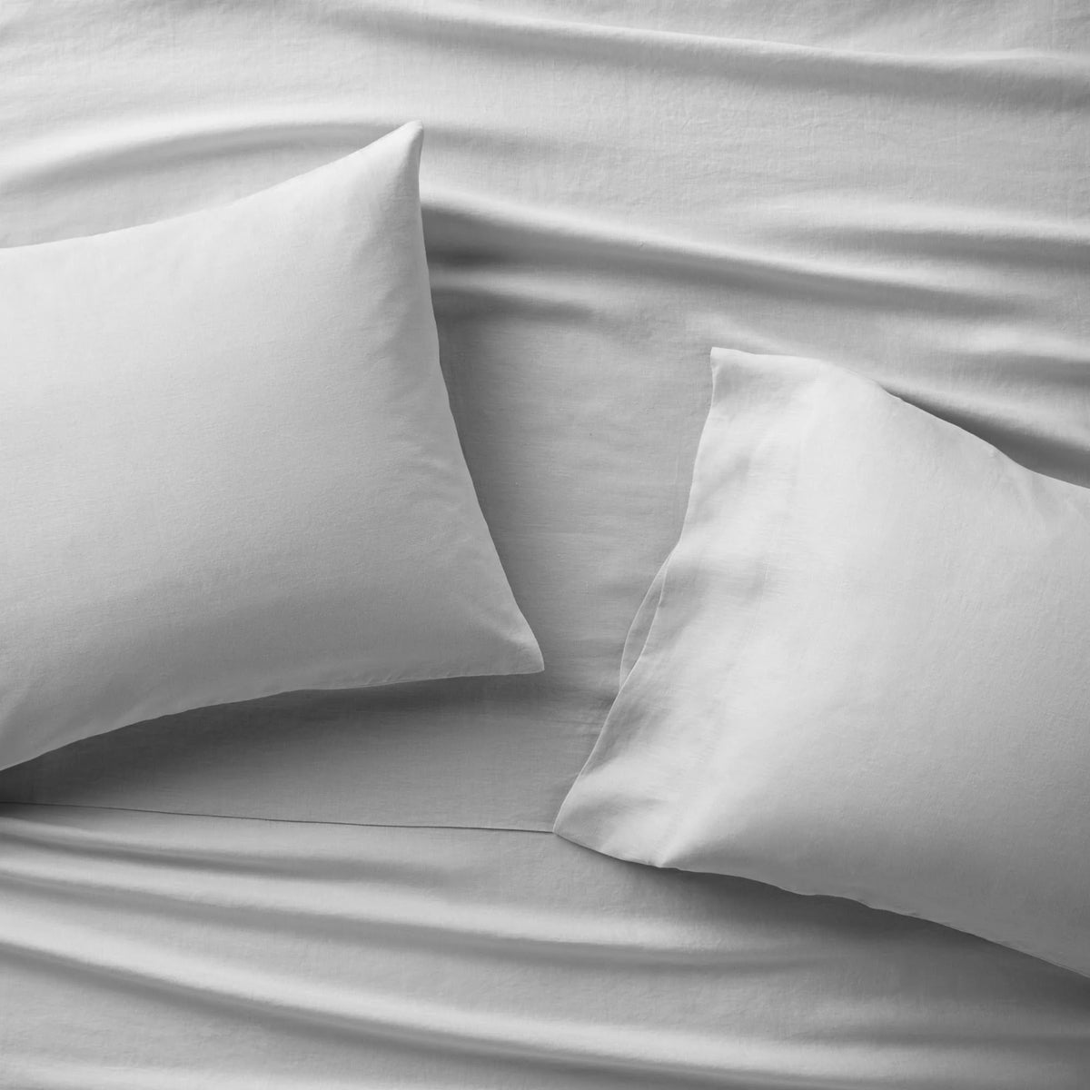 Light Gray King 100% Washed Hemp Solid Sheet Set Z36650