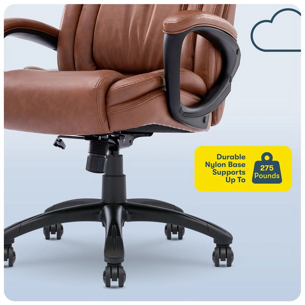 Executive Office Chair Cognac Bonded Leather F853211