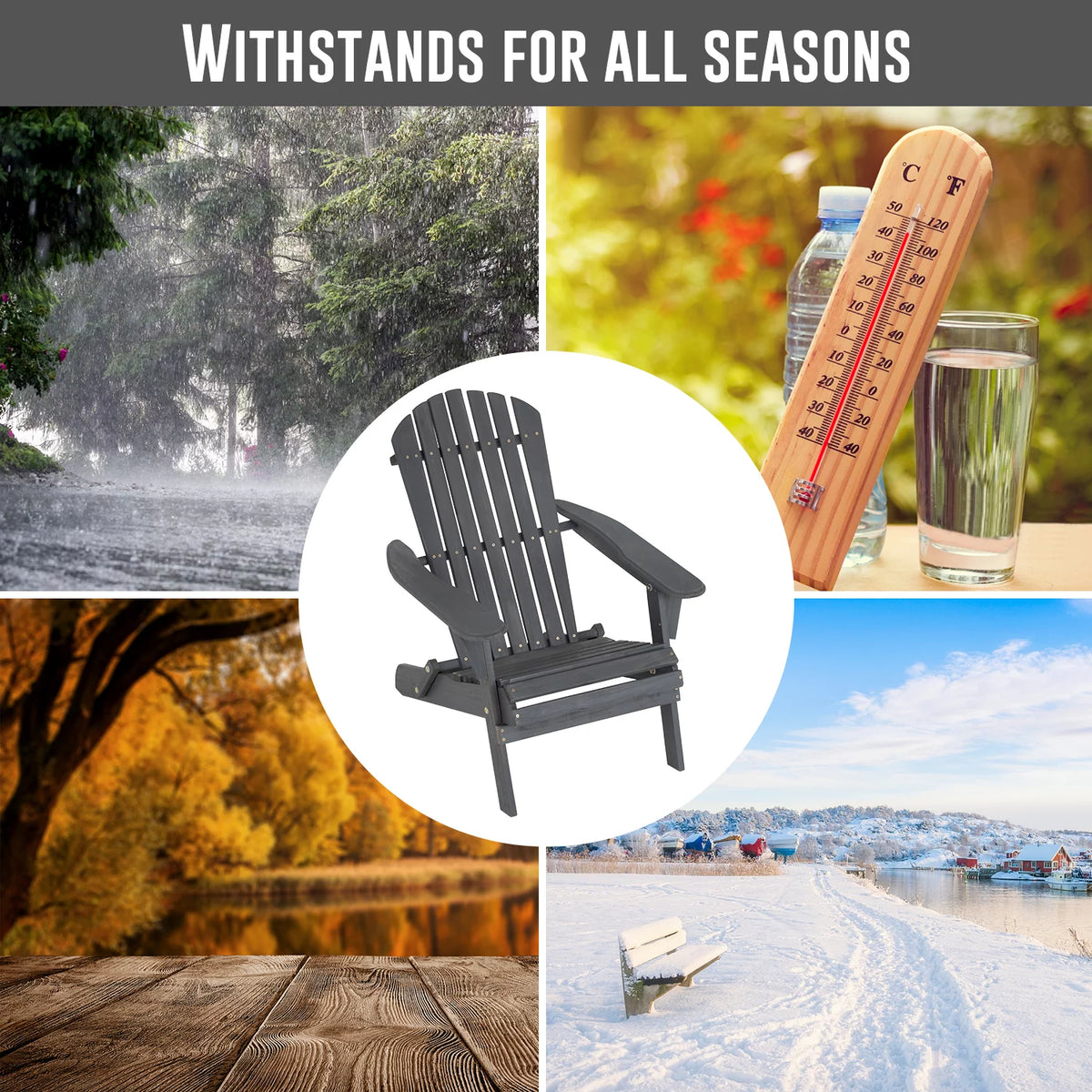 Folding Adirondack Chair Grey K814