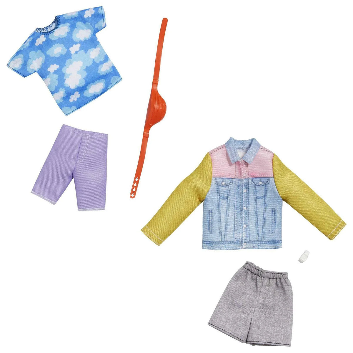 Barbie Fashion Pack Sporty Sleeves Shorts Long Sleeve Denim Jacket O932