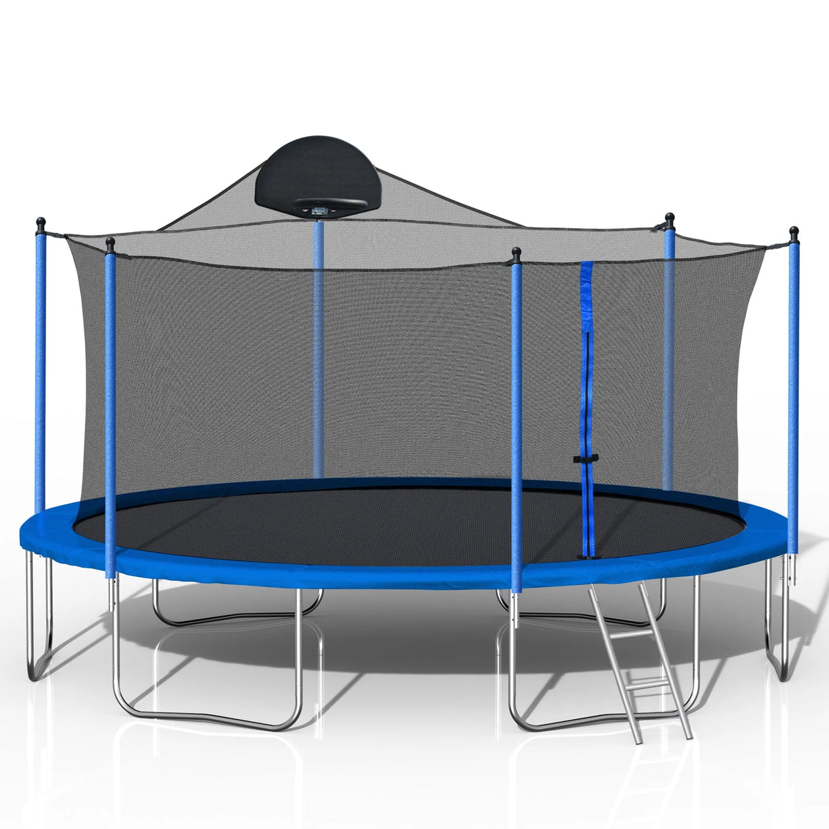 14ft Trampoline with Basketball Hoop and Safety Enclosure Net Y3175