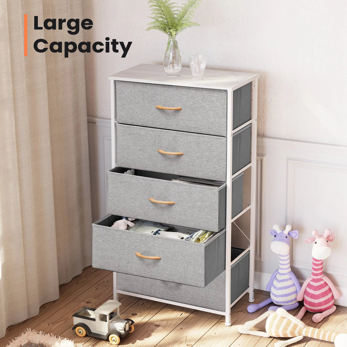 Light Gray 5 Drawers Vertical Dresser G273380