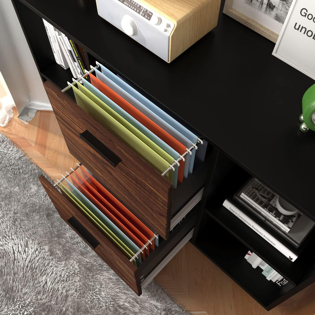Black 2 Drawer Mobile Filing Cabinet with Storage R2577