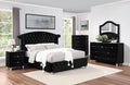 Black Solid Wood Queen Bedroom Set 6pcs P2343