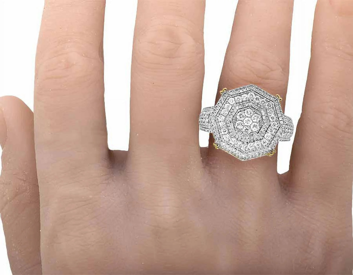 Mens 10K Yellow Gold Genuine Diamond 3D Octagon Wedding Pinky Ring 1.4 CT 19MM J558074
