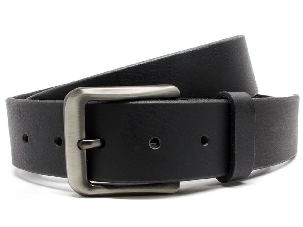 Black Leather Belt with Full Grain Leather Strap N685