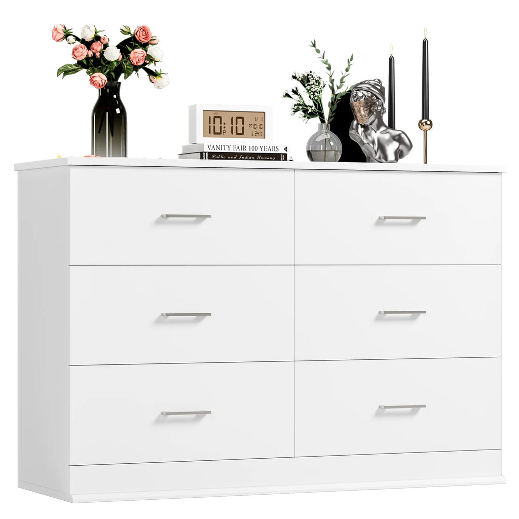 White 6 Drawer Wood Dresser G924166