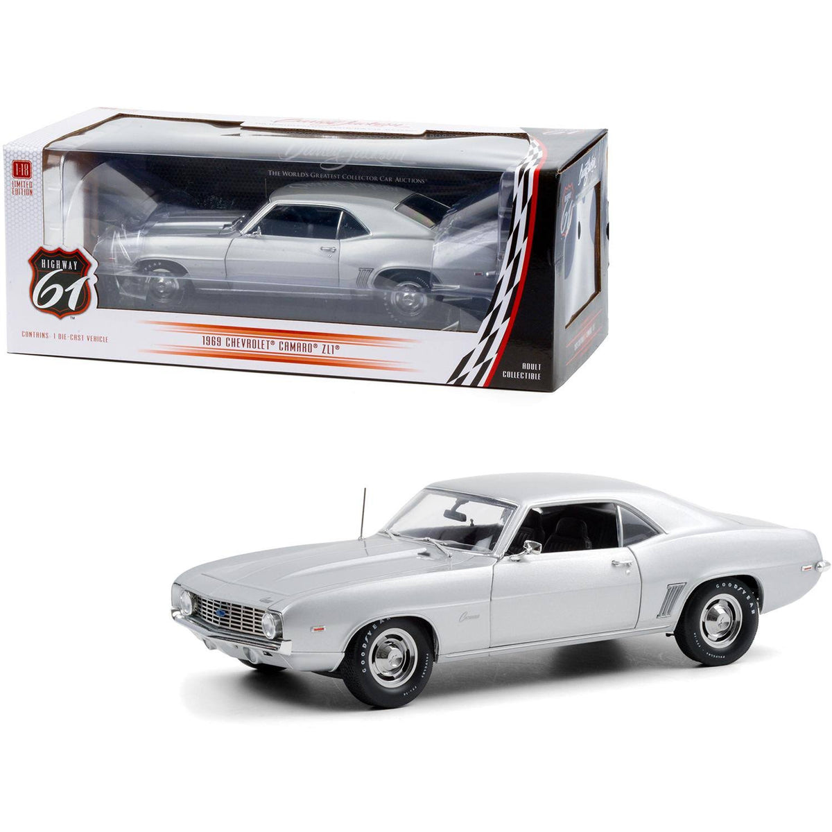 1969 Chevrolet Camaro ZL1 Coupe Silver 1/18 Diecast Model Car V32586