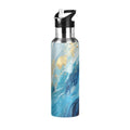 Blue White and Gold Marble Stainless Steel Insulated Water Bottle with Straw Lid M989
