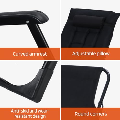 Oversized Black Folding Lounge Chair with Detachable Pillow C90467