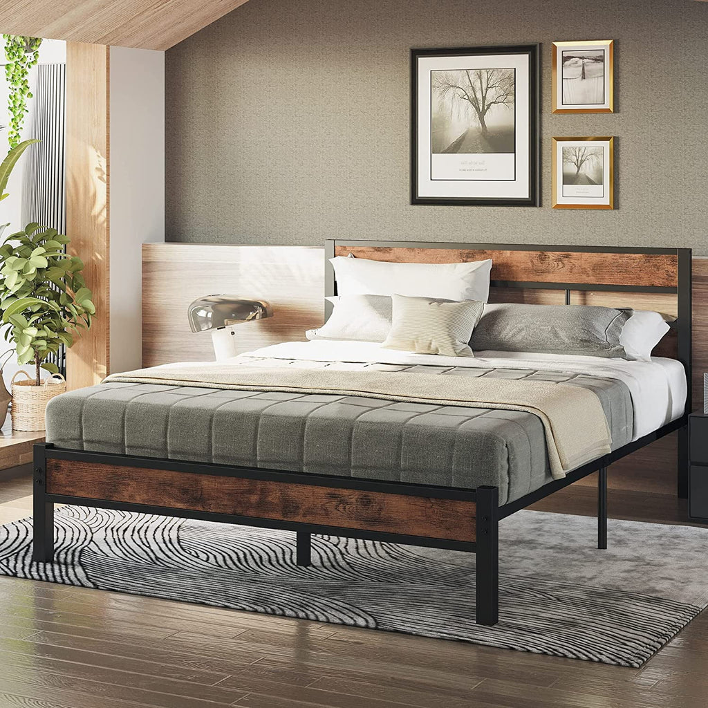 Queen Metal Bed Frame with Headboard J18830