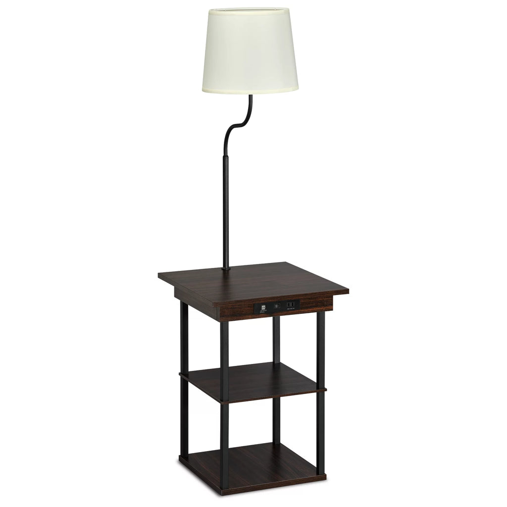 Square End Table with Charging Ports Walnut M9660