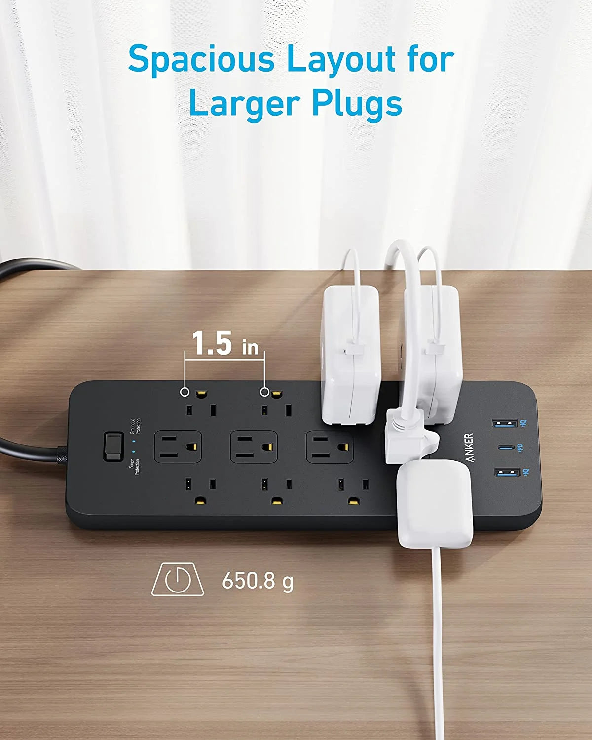 Power Strip Surge Protector 12 Outlets 2 USB A 1 USB C 5ft Extension Cord H80890