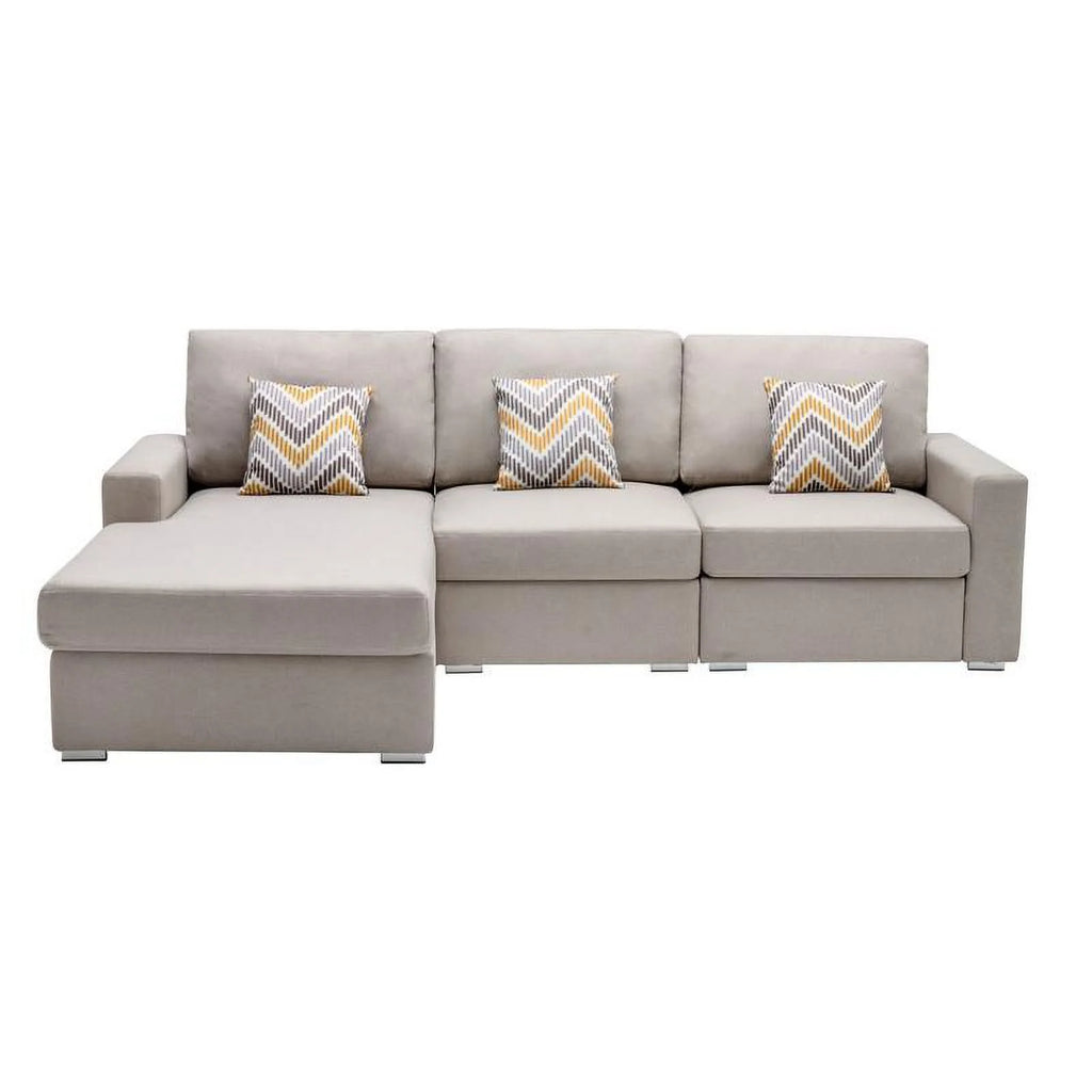 Beige Fabric Reversible Sectional Sofa Chaise D785328