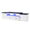 83 Inch White Wood TV Media Stand with 2 Shelves T8010