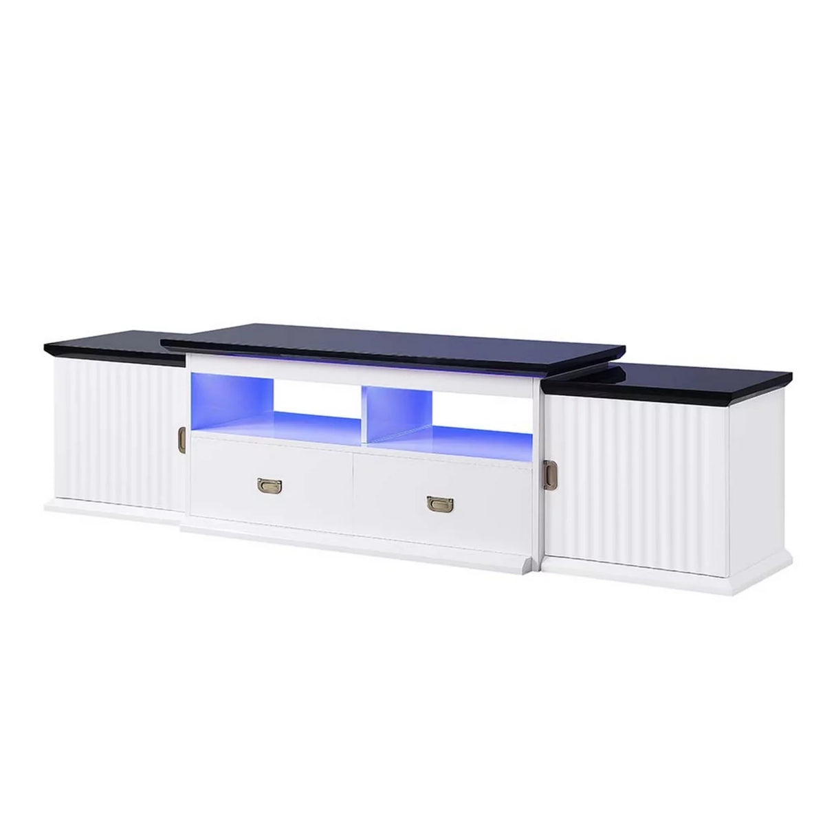83 Inch White Wood TV Media Stand with 2 Shelves T8010