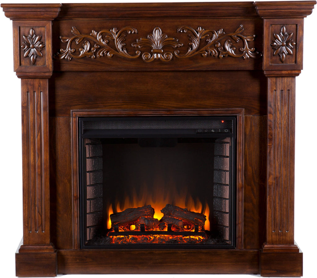 Espresso Carved Electric Fireplace X914150