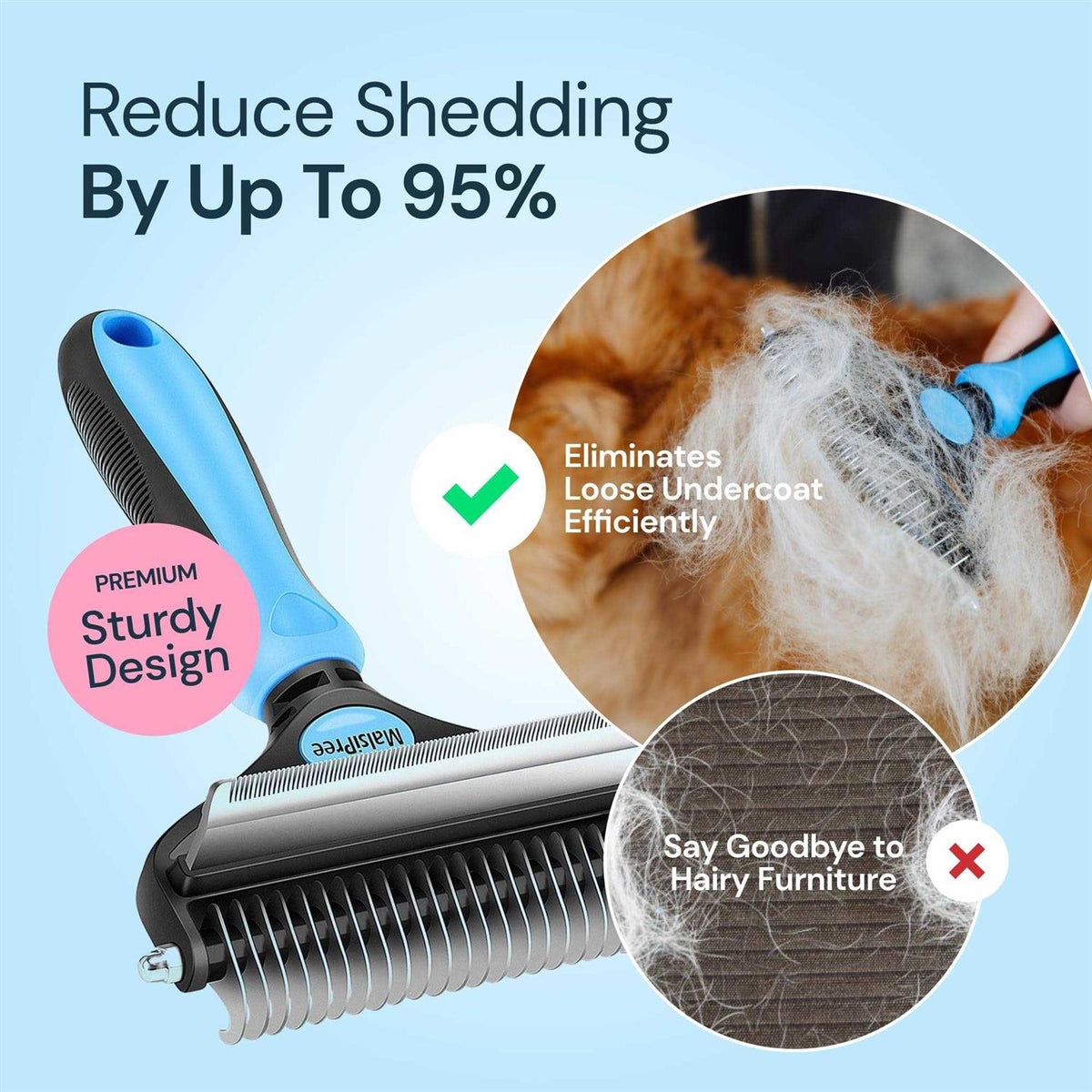 2 in 1 Deshedding Tool and Undercoat Rake V9807