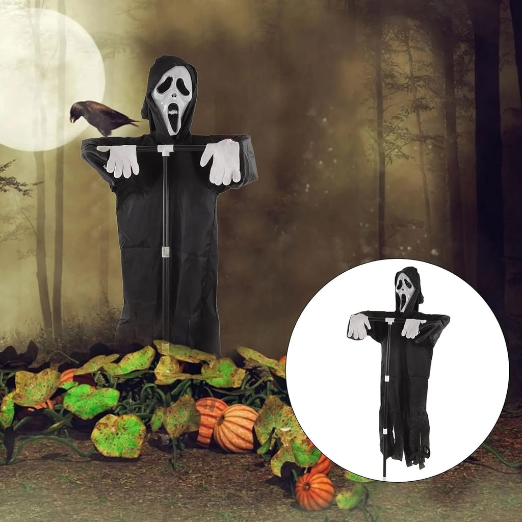 Black Halloween Flying Ghostface Decoration with Detachable Pole and Gloves L51988