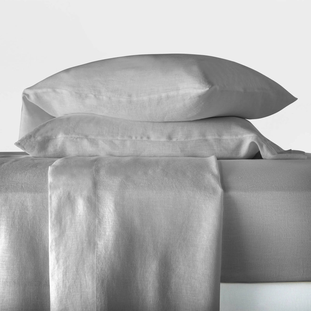 Light Gray King 100% Washed Hemp Solid Sheet Set Z36650