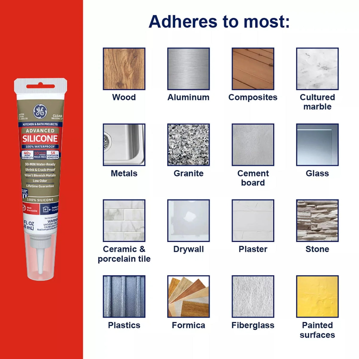 White Silicone Kitchen & Bath Sealant Y941294