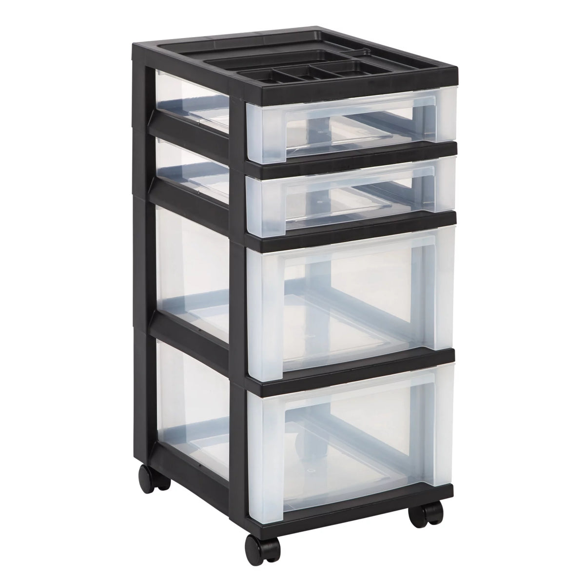 Black 4 Drawer Medium Plastic Storage Cart S29480